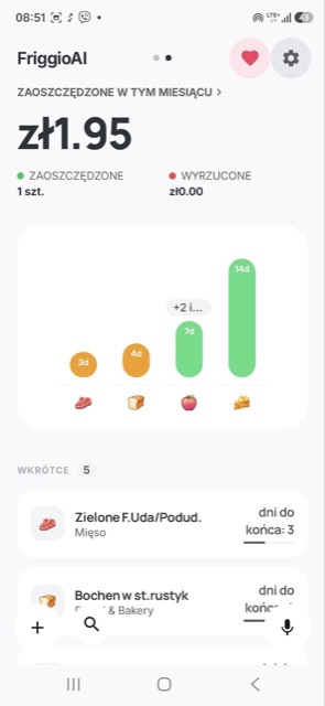 Friggio AI on Android — savings dashboard