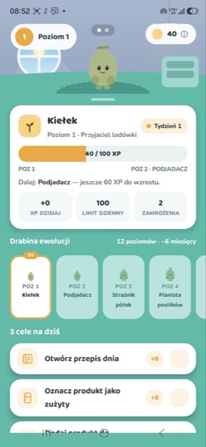 Friggio AI fridge pal — XP and evolution ladder